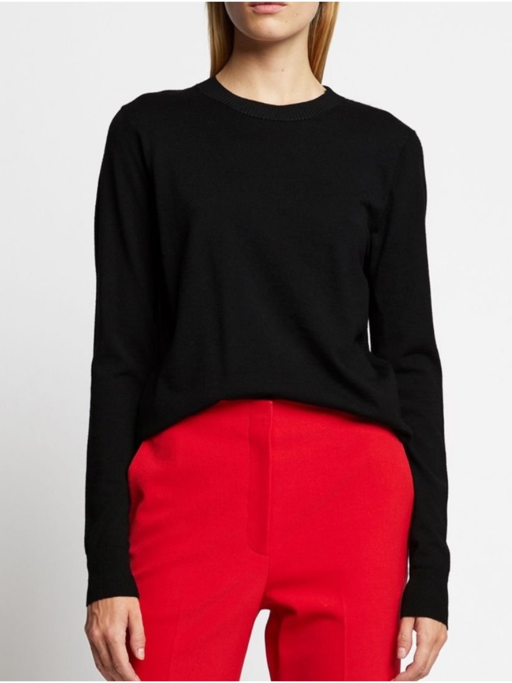 Proenza Schouler Merino Wool Lightweight Crewneck Sweater In Black Size S